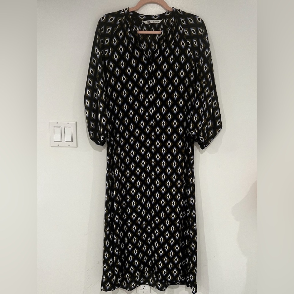 Zara Geometric Print Midi Dress Women’s Sz S
